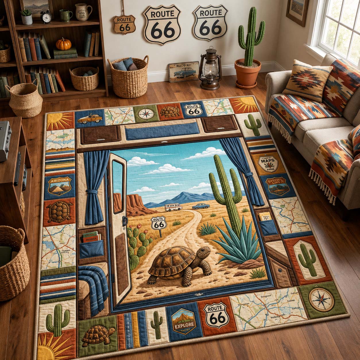 Camper Window Journey Area Rug - Non-Slip Washable 3D Print Rug for Living Room & BedroomTVC2108165