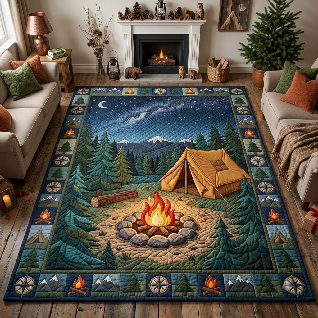 Campfire Beneath the Stars Area Rug - Non-Slip Washable 3D Print Rug for Living Room & BedroomTVC2108103