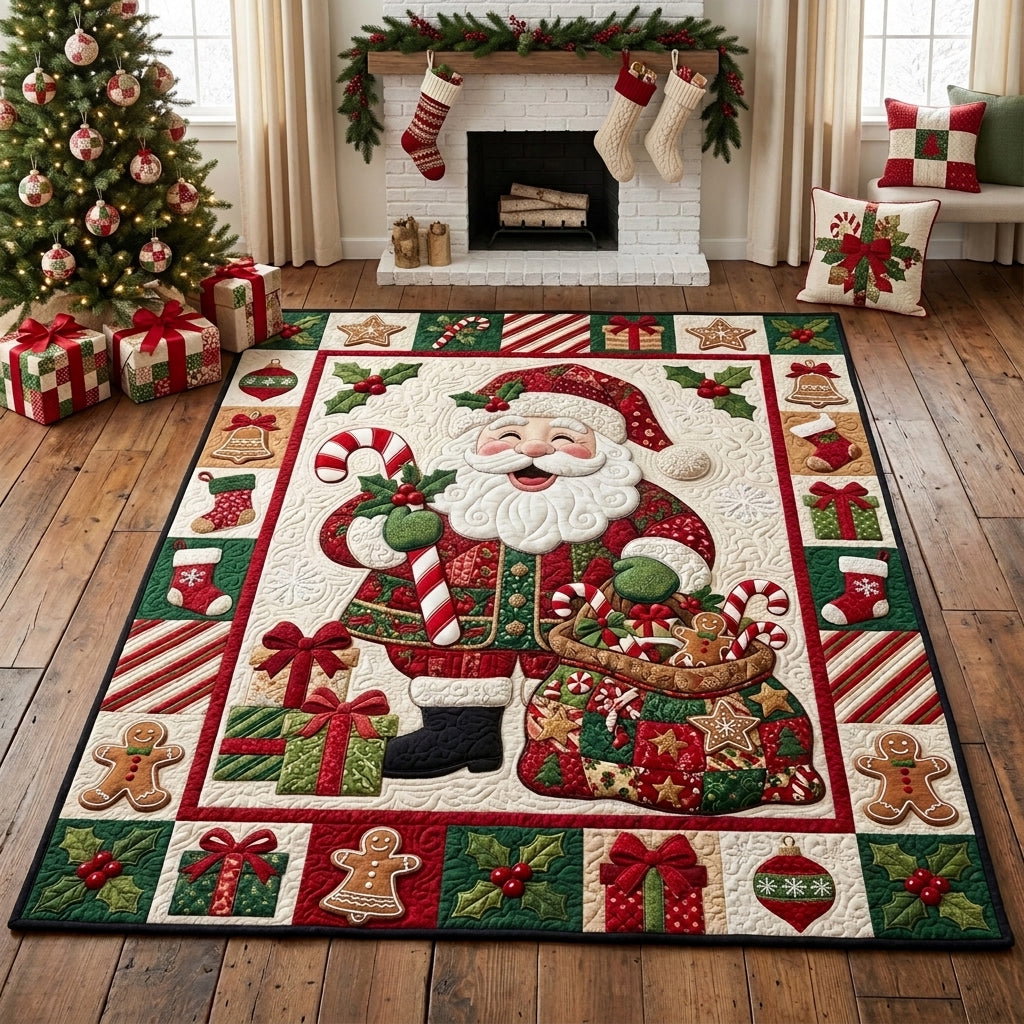 Candy Cane Gingerbread Santa Area Rug - Non-Slip Washable 3D Print Rug for Living Room & BedroomTVC210862