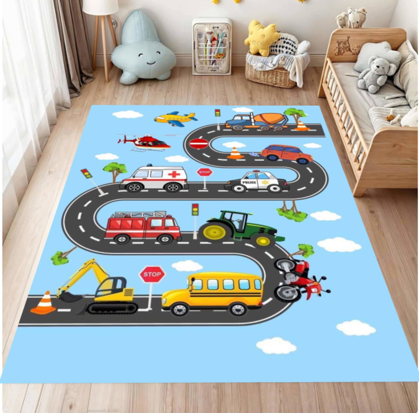 Car Road Play Rug for Kids Washable Play MatTVC1708357