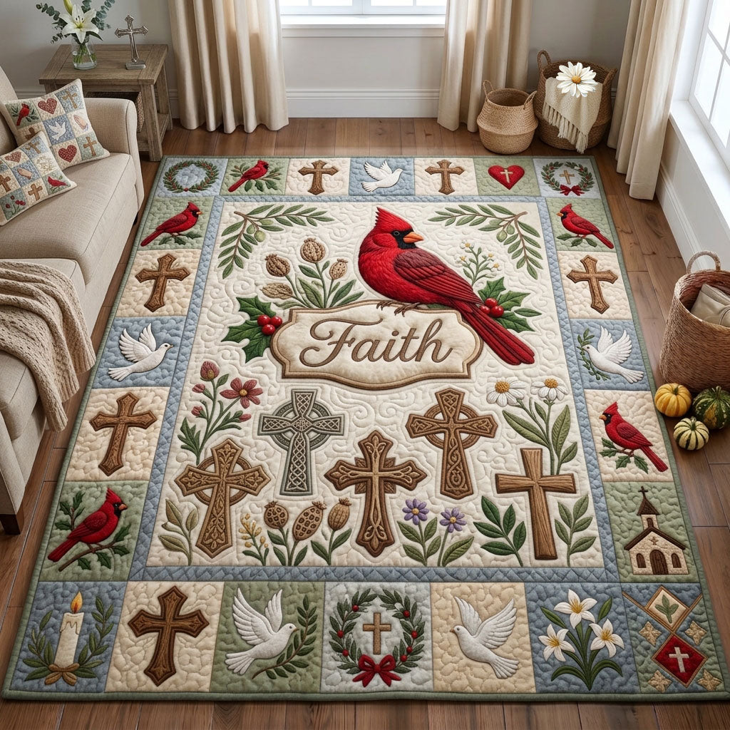Cardinal Faith Blessing Area Rug - Non-Slip Washable 3D Print Rug for Living Room & BedroomTVC210858