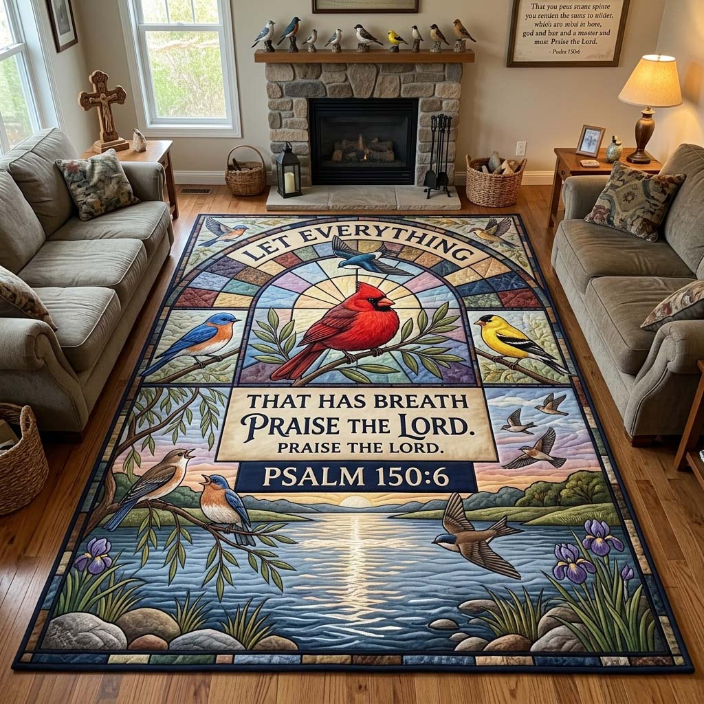 Cardinal Stained Lakeside Area Rug - Non-Slip Washable 3D Print Rug for Living Room & BedroomTVC210870