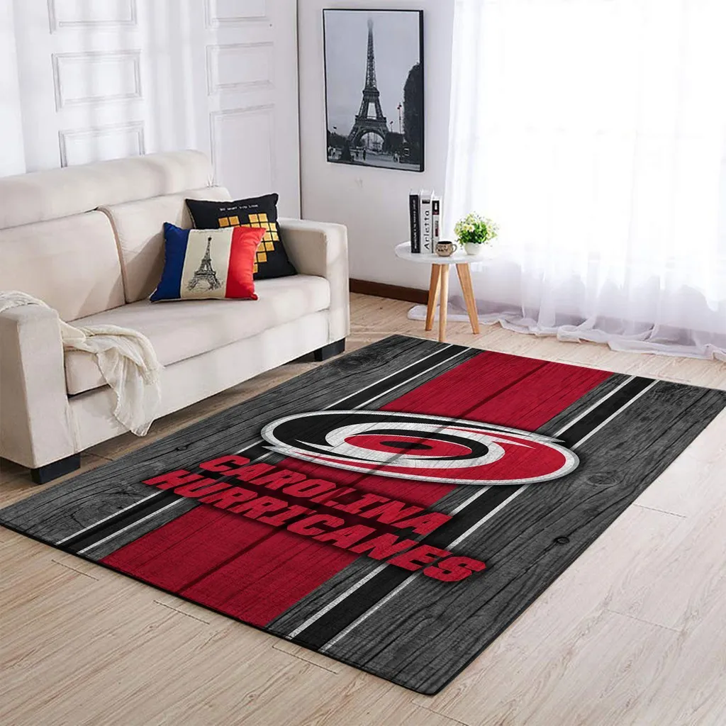 Carolina Hurricanes Rug - Area for Living Room Decor Black and Red