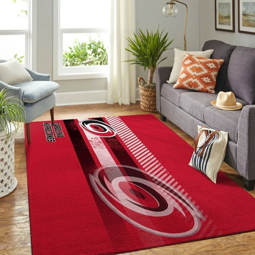 Carolina Hurricanes Rug - Hockey Team Logo Fan Black and Red