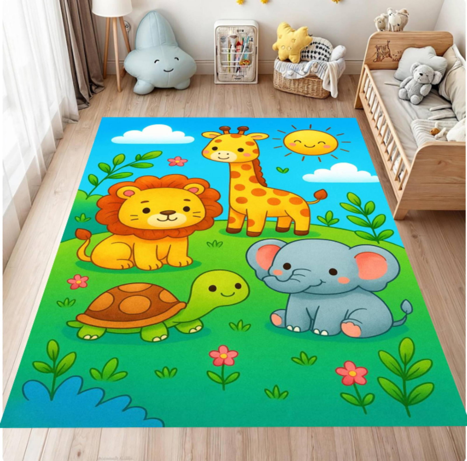 Cartoon Animals Rug for Kids Washable Play RugTVC1708370