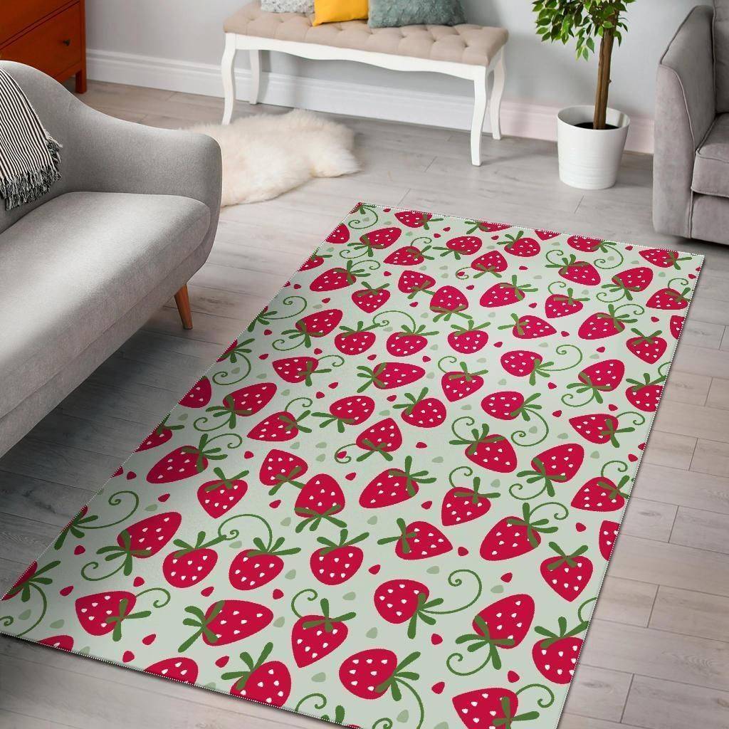 Cartoon Strawberry Pattern Print Area Rug Area Rug Living
