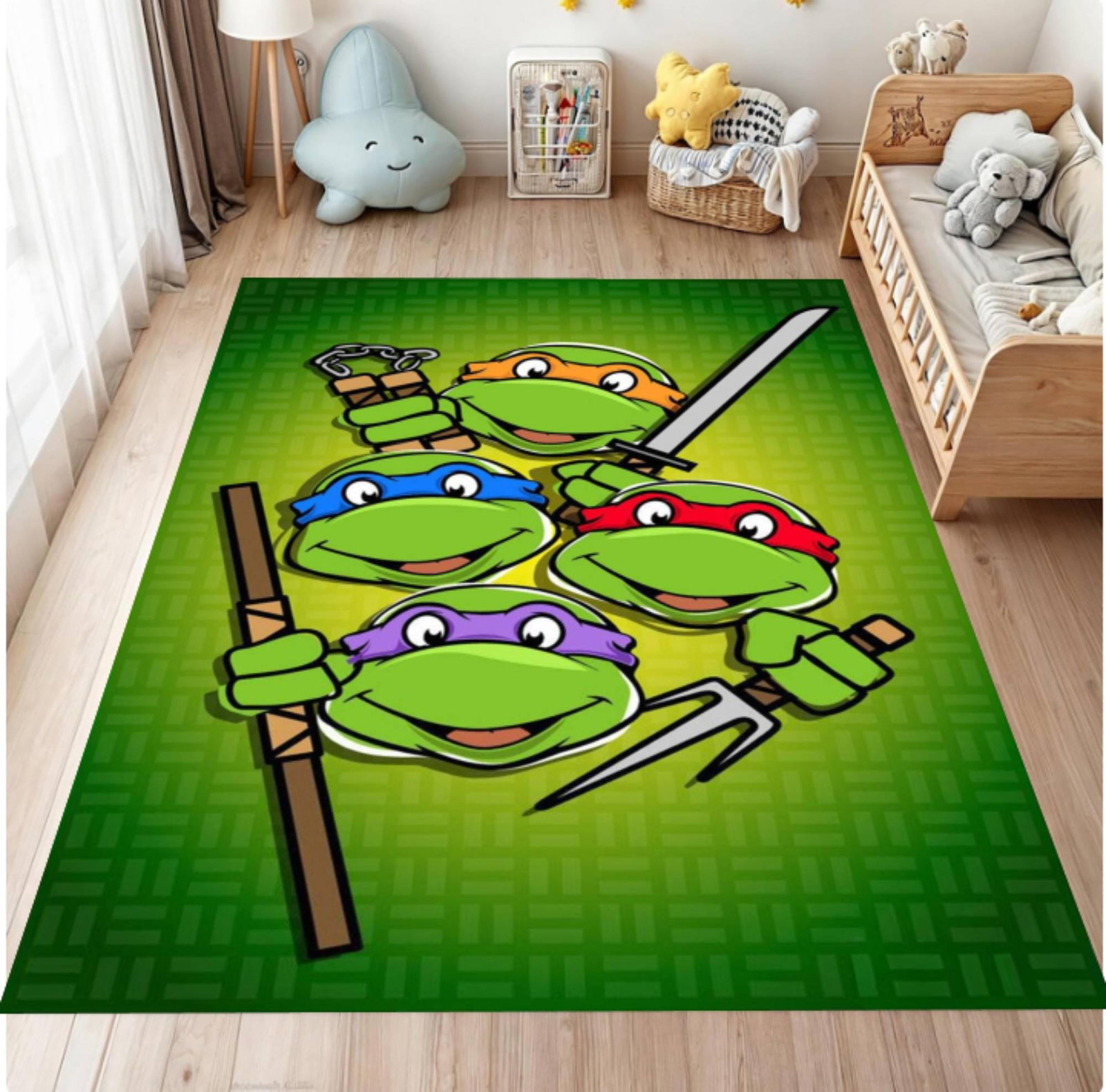 Cartoon Turtle Heroes-tapijt Washable Rug for KidsTVC1708371