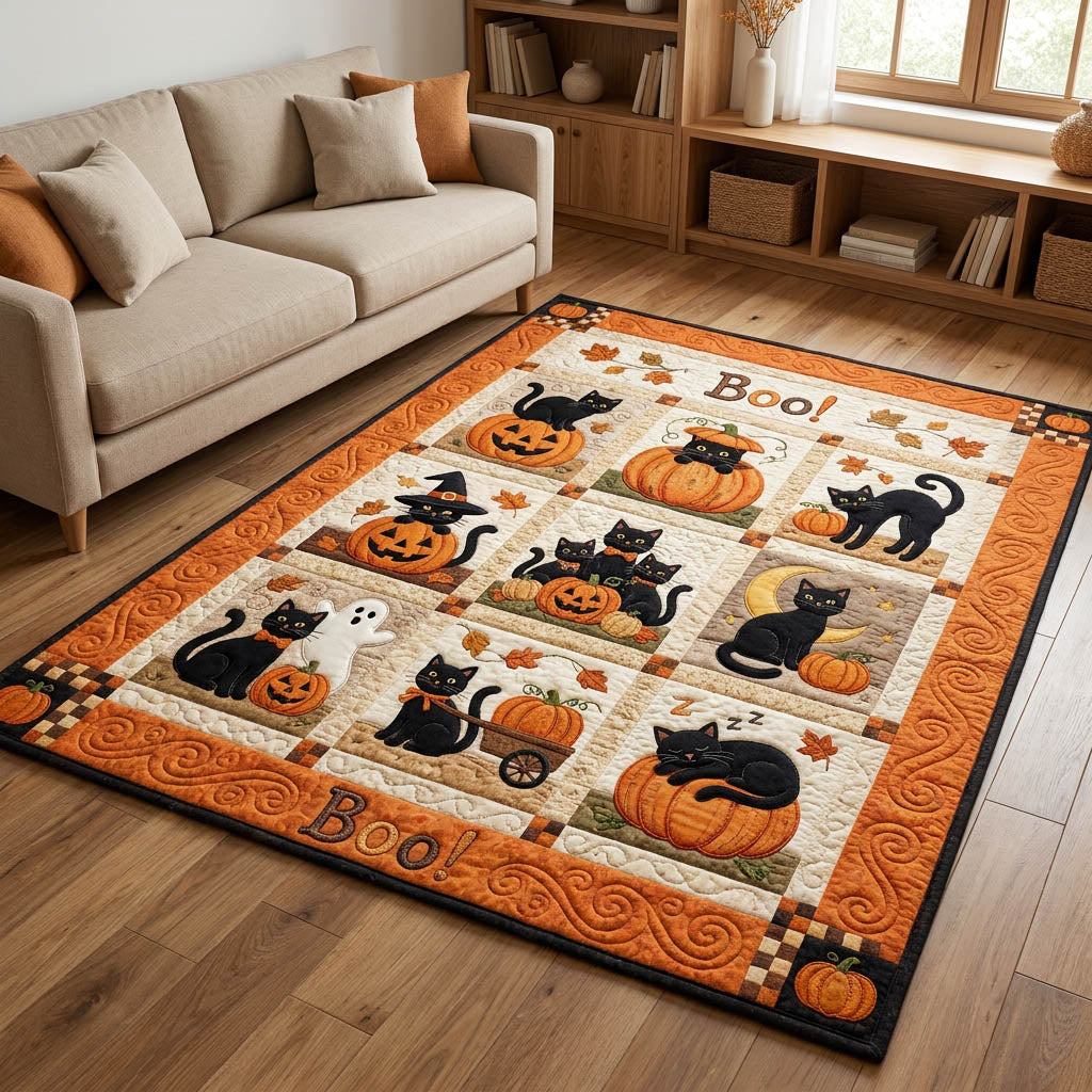 Cat Pumpkin Halloween Area Rug - Non-Slip Washable 3D Print Rug for Living Room & Bedroom (DesignTVC2108181