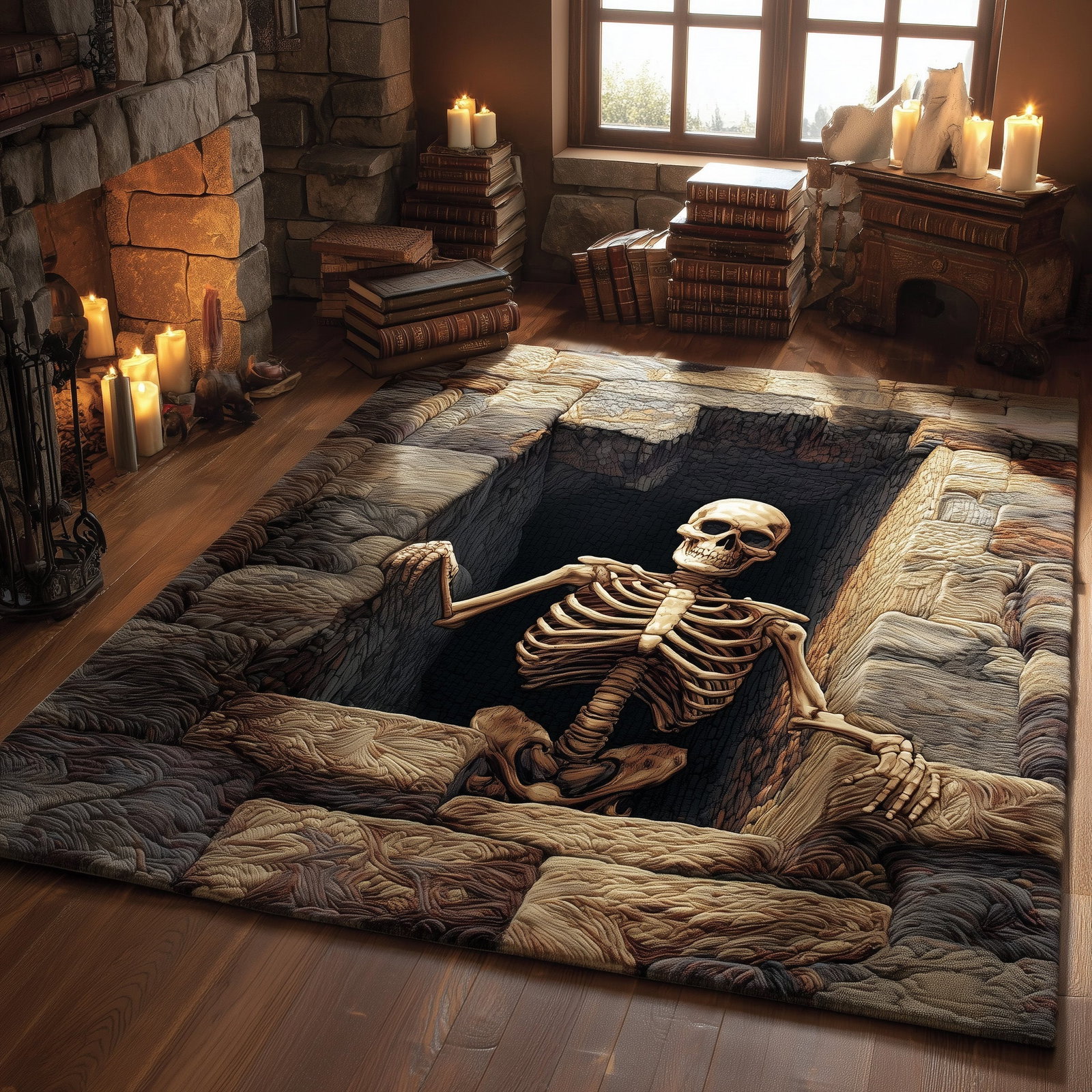 Catacomb Guardian Area Rug - Non-Slip Washable 3D Print Rug for Living Room & Bedroom (DesignTVC2108181