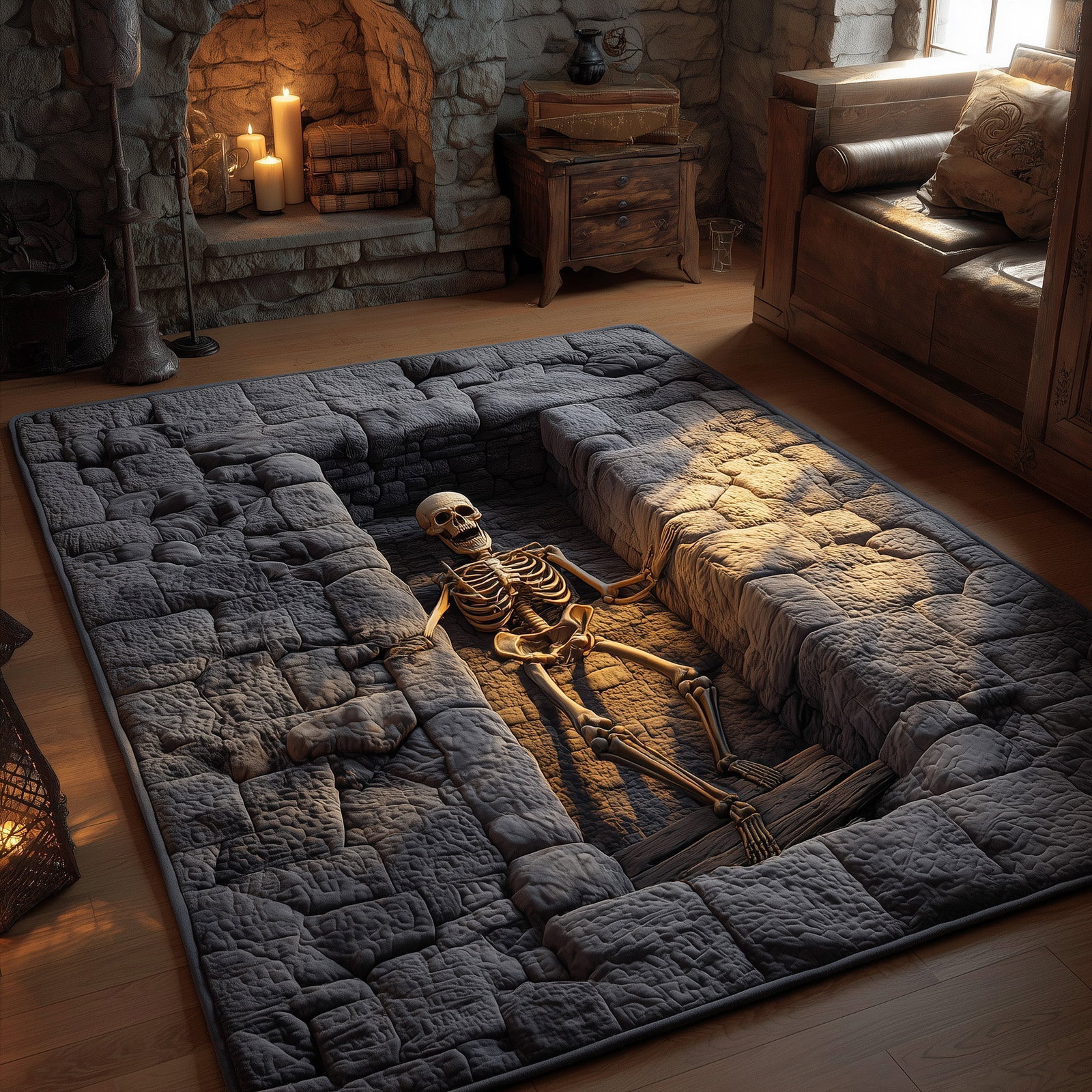 Catacomb Guardian Area Rug - Non-Slip Washable 3D Print Rug for Living Room & BedroomTVC2108152