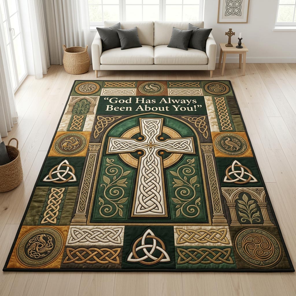 Celtic Cross Faith Area Rug - Non-Slip Washable 3D Print Rug for Living Room & Bedroom (DesignTVC2108181