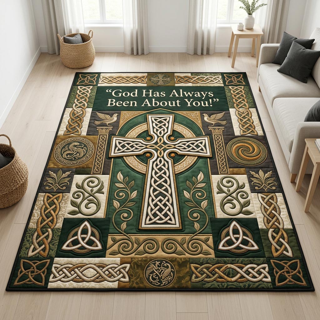 Celtic Cross Faith Area Rug - Non-Slip Washable 3D Print Rug for Living Room & BedroomTVC2108152