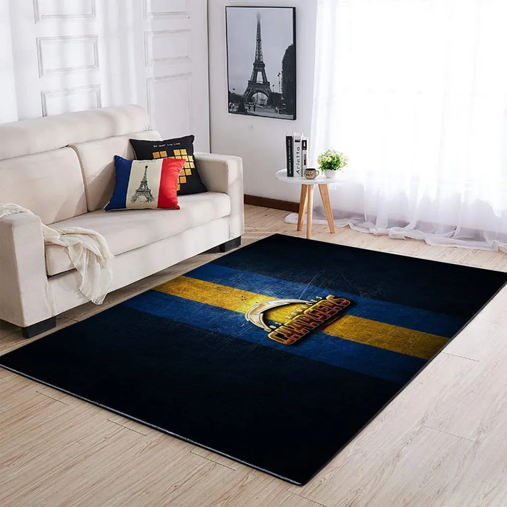 Chargers Area Rug for Living Room and Bedroom Black and Yellow