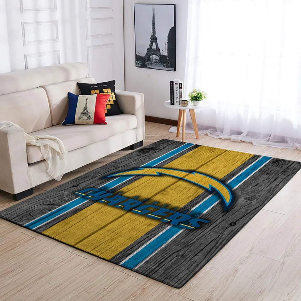 Chargers Area Rug Perfect for Living Room Decor Blue and Yellow