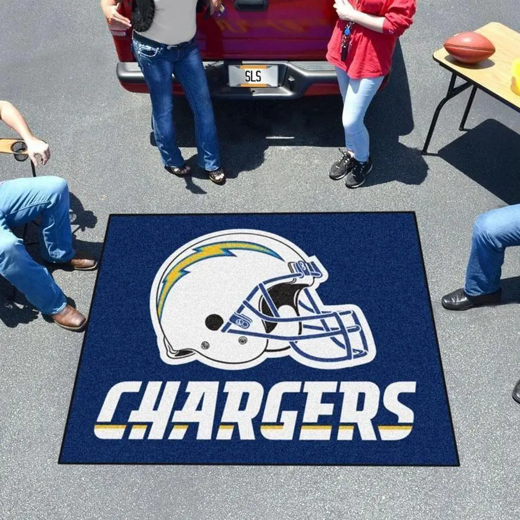 Chargers Helmet Rug Ideal for Football Fans Home Decor Blue and White