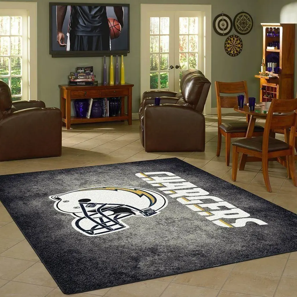 Chargers Logo Rug Perfect for Stylish Living Room Decor Gray and White