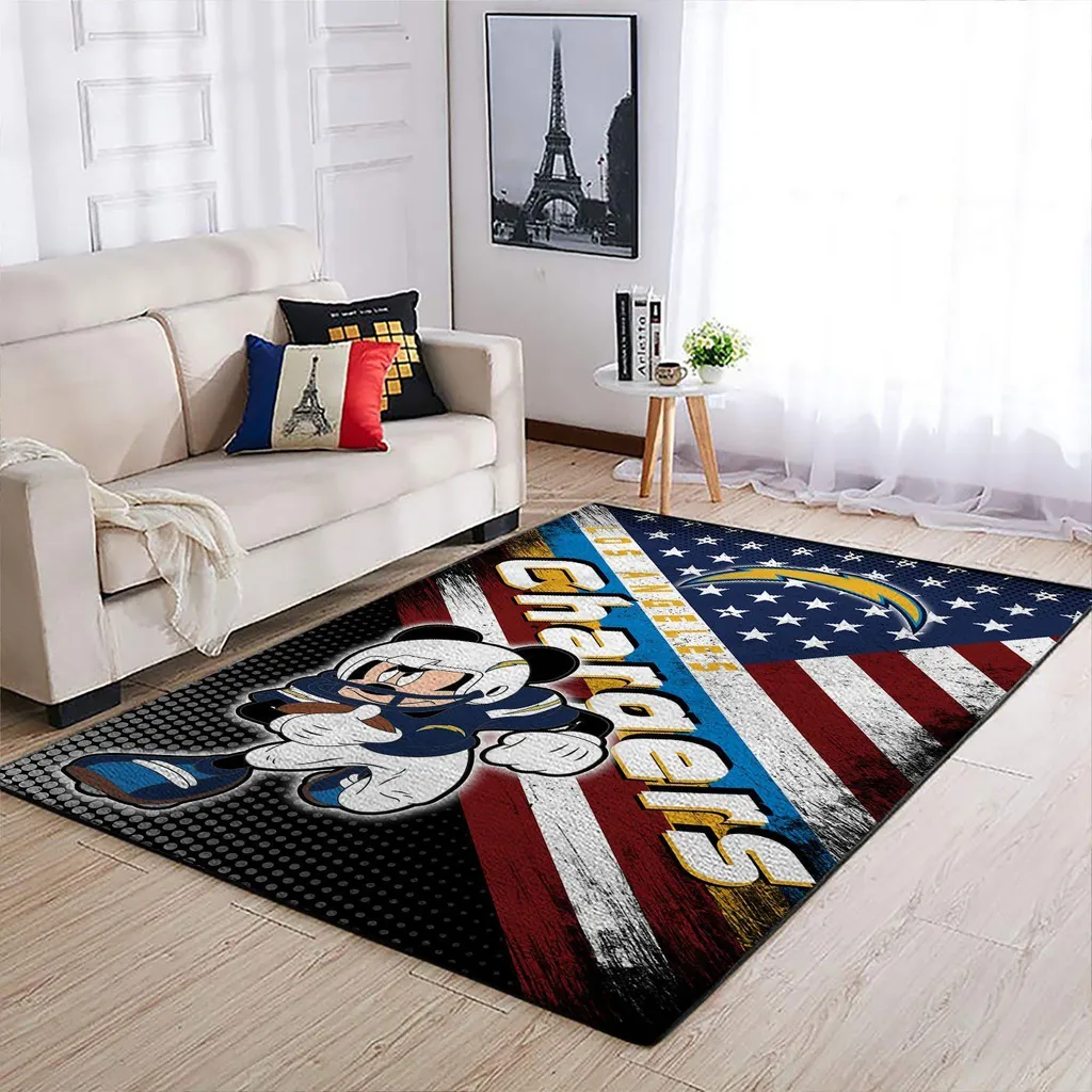 Chargers Rug for Living Room Decor and Flooring Black and Blue