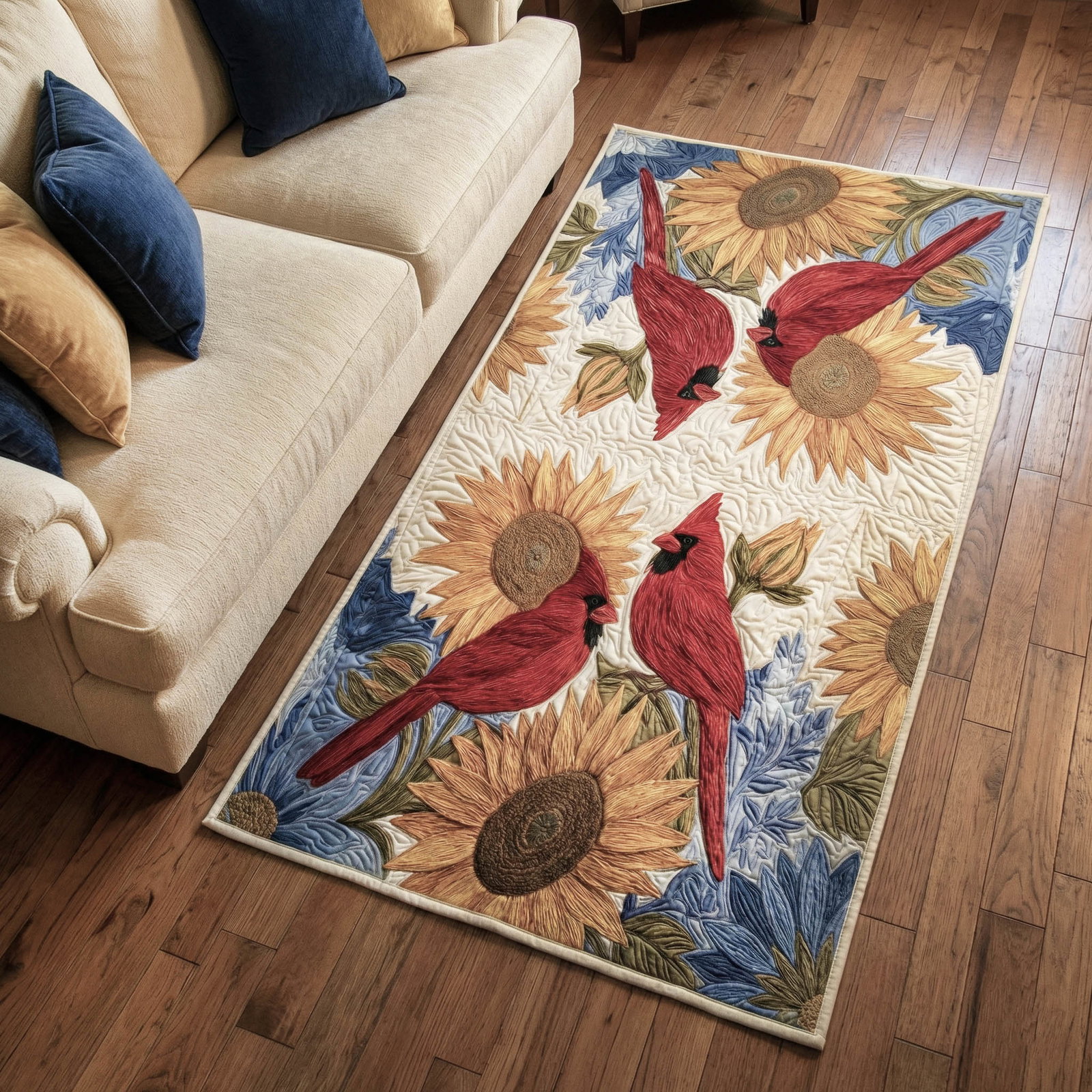 Charming Cardinals Cardinal Area Rug - Non-Slip Washable 3D Print Rug for Living Room & BedroomTVC2108165