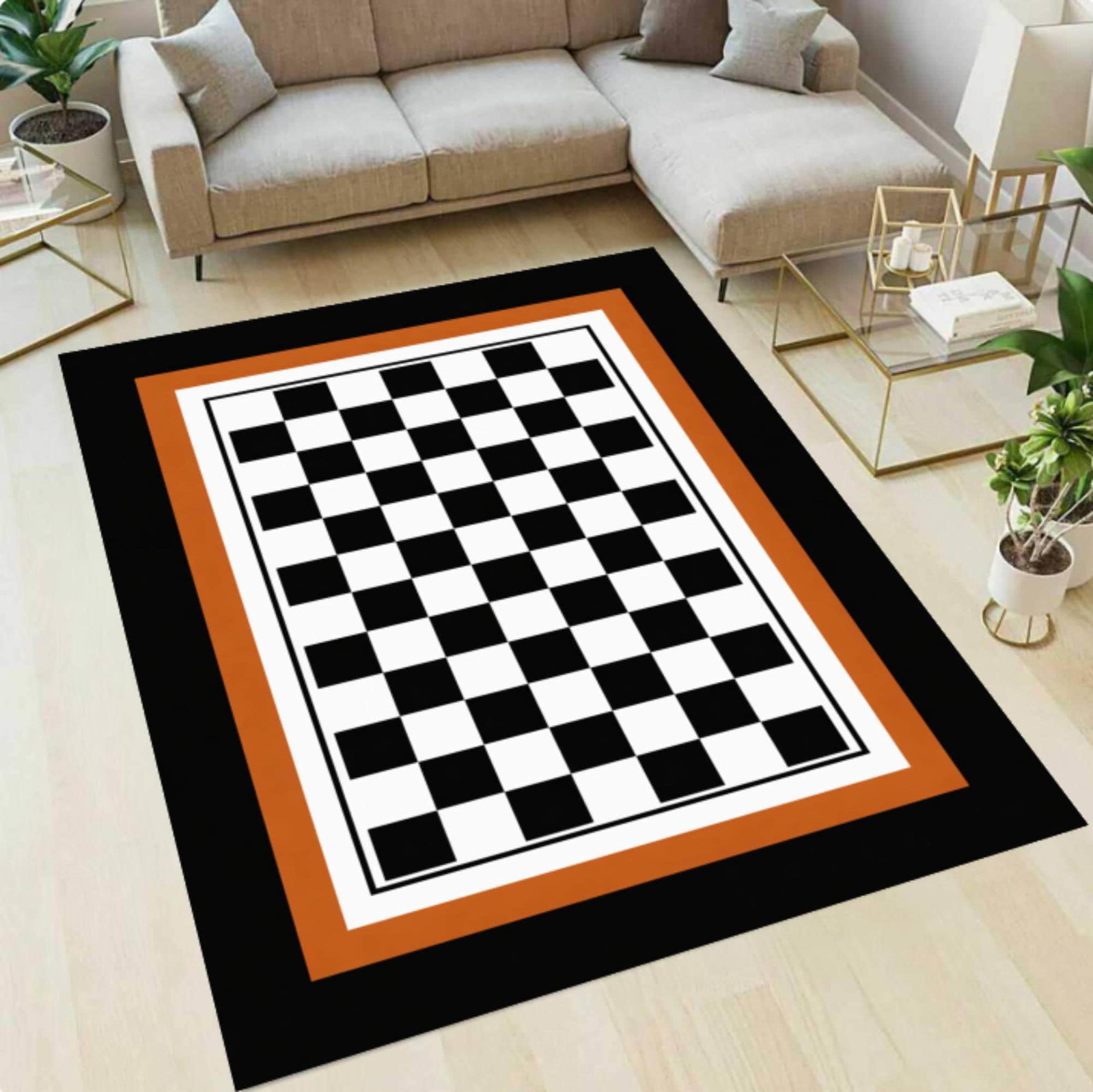 Chic Black & White Checkered RugTVC1708386