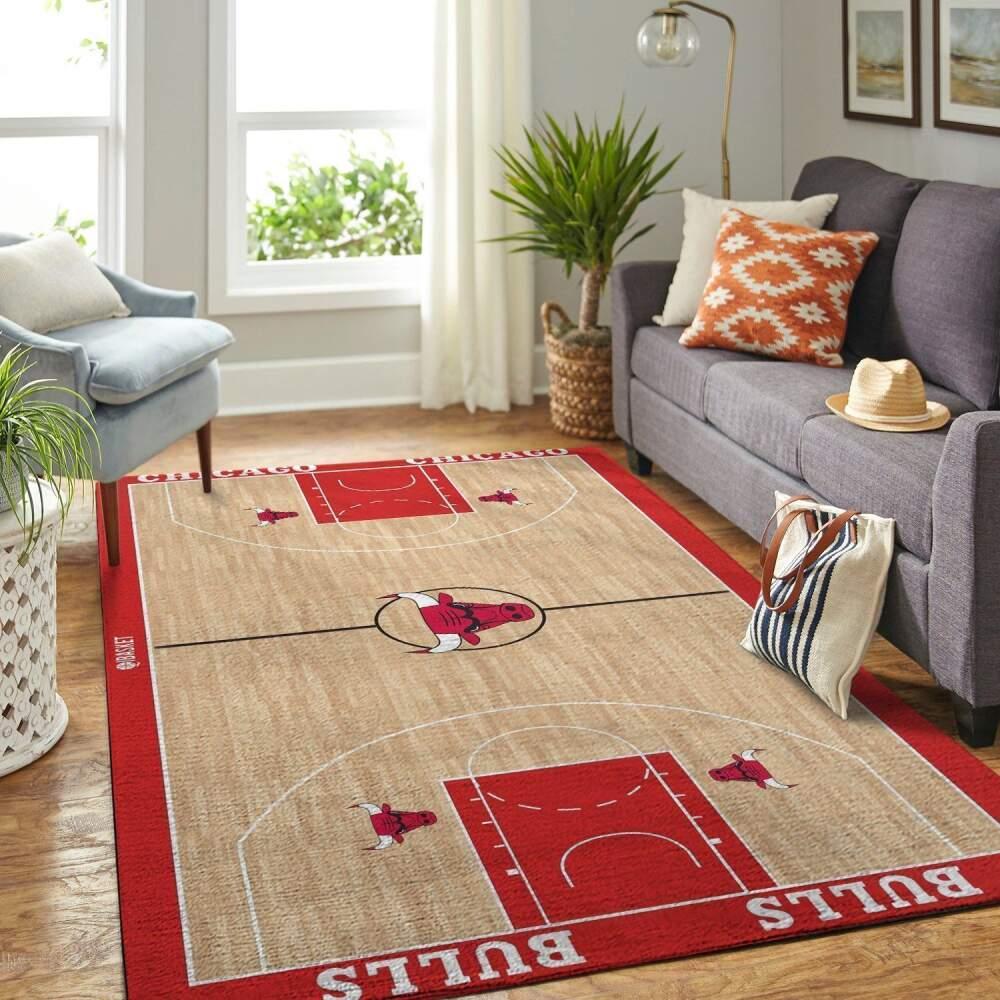 Chicago Bulls Court Area Rug Nba Carpet