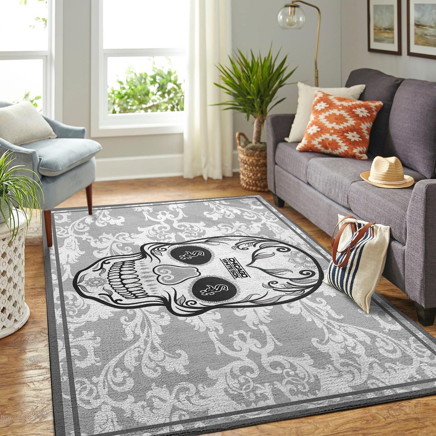 Chicago White Sox Mlb Area Rugs Team Logo Skull Style Living Room Carpet Sports Rug Carpet