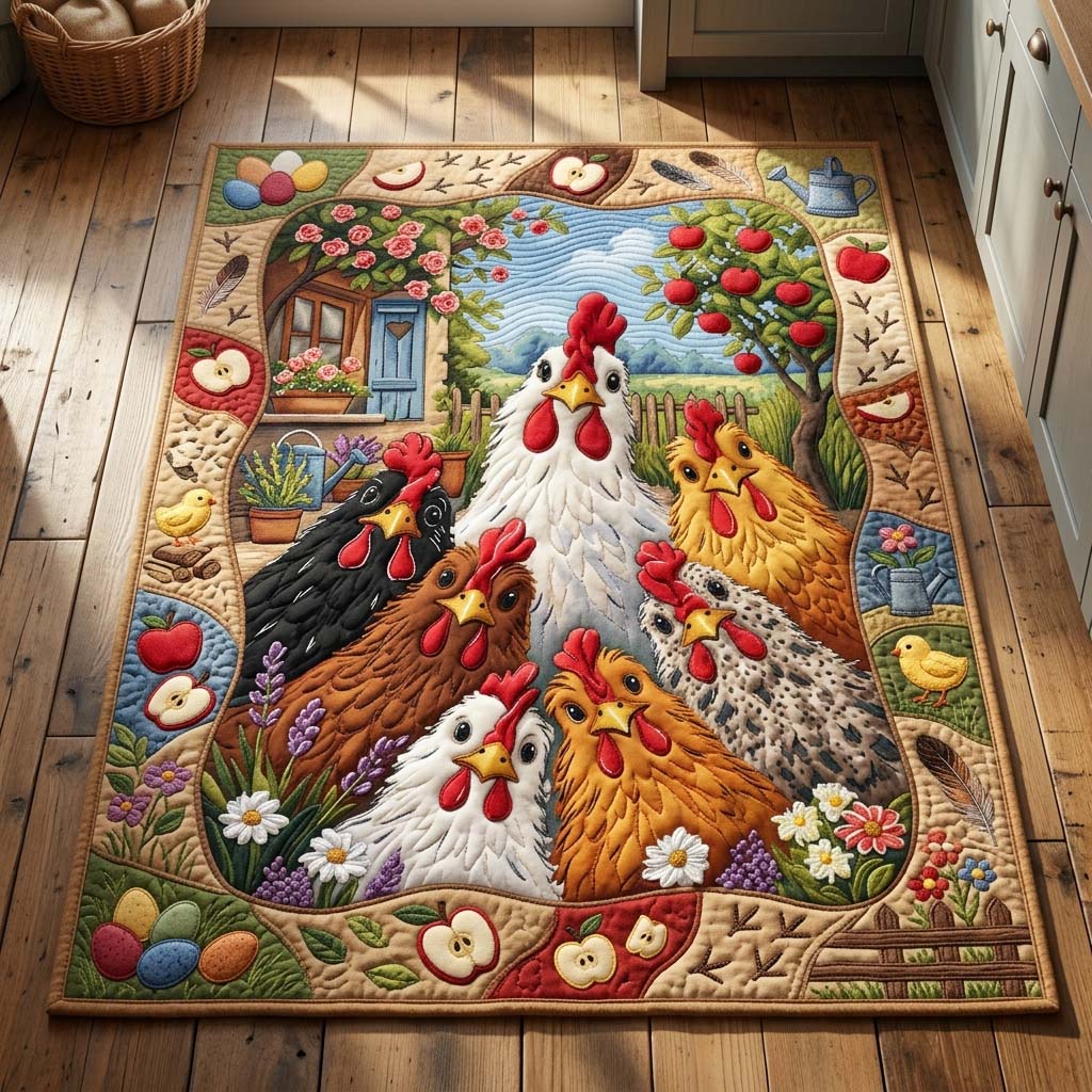 Chicken Garden Friends Area Rug - Non-Slip Washable 3D Print Rug for Living Room & BedroomTVC2108151