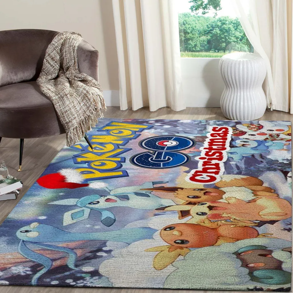 Christmas Rugs - Pokemon Go Kids Area Themed Play Mat Blue and Yellow