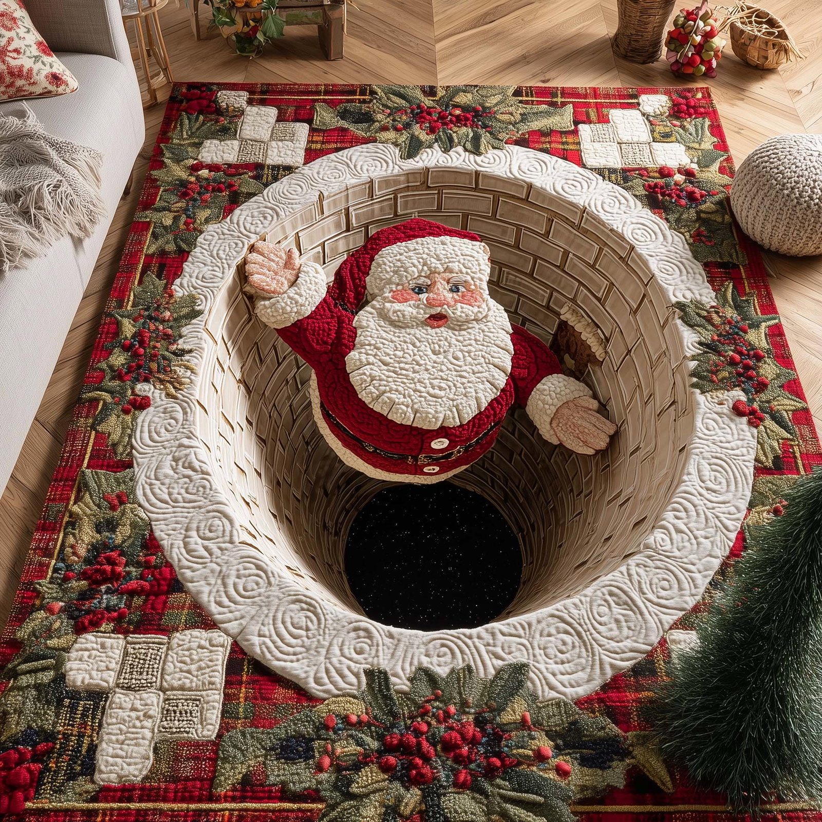 Christmas Santa Delight Area Rug - Non-Slip Washable 3D Print Rug for Living Room & BedroomTVC2108151