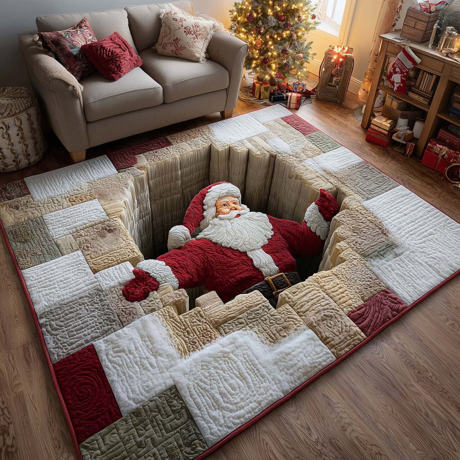 Christmas Santa Journey Area Rug - Non-Slip Washable 3D Print Rug for Living Room & BedroomTVC2108165