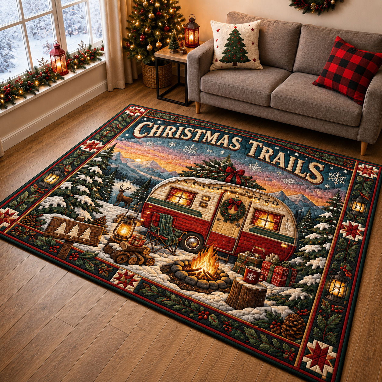 Christmas Trails Camper Area Rug - Non-Slip Washable 3D Print Rug for Living Room & BedroomTVC210865