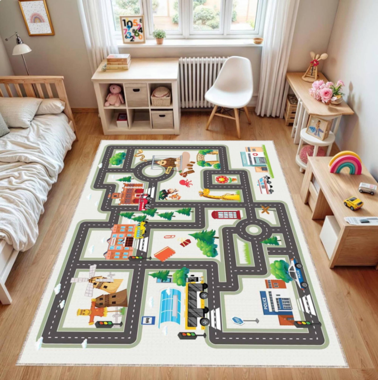 City Road Play Rug | Washable Traffic Playroom Carpet for KidsTVC1708357