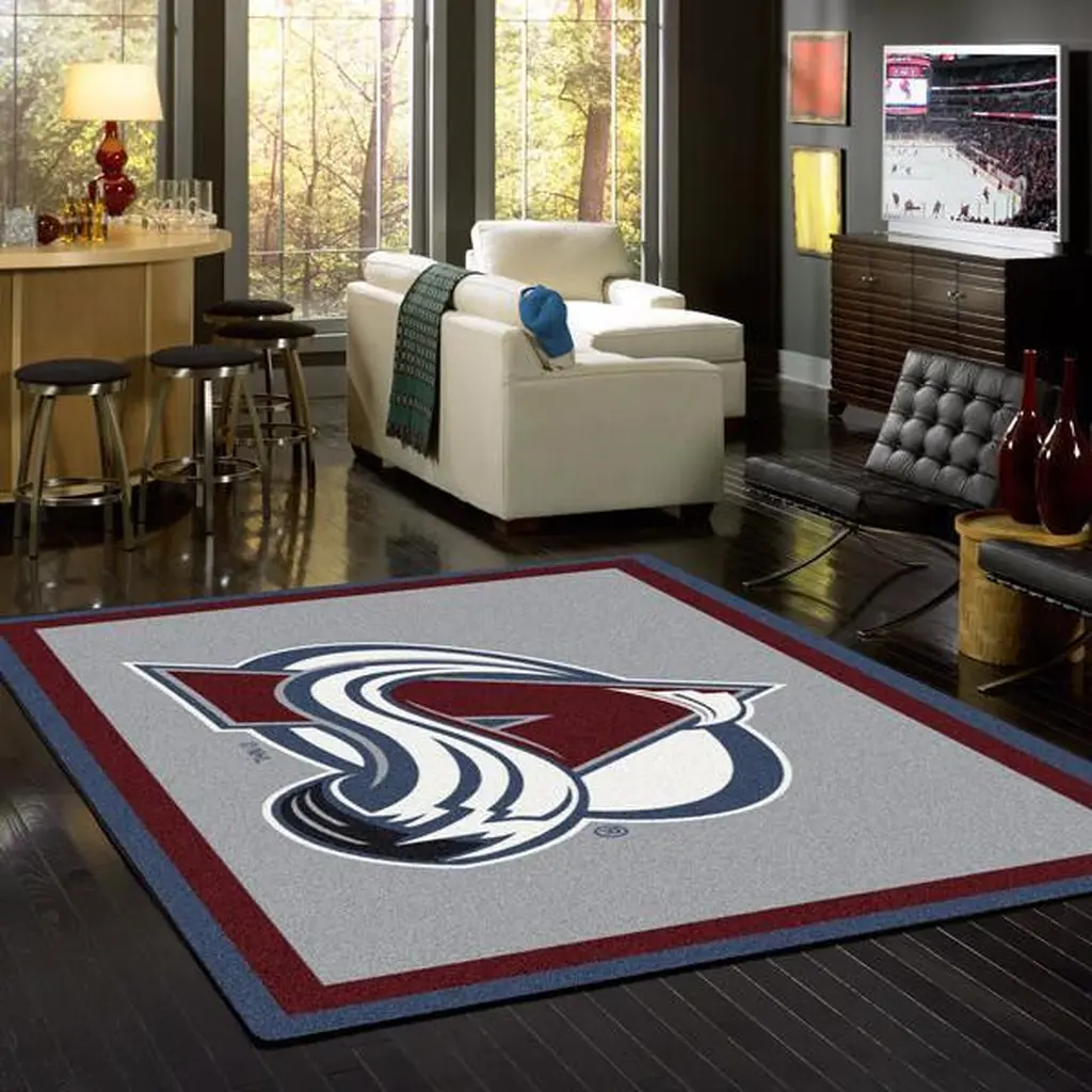 Colorado Avalanche Rug - NHL Logo for Living Room Carpet Burgundy and Gray