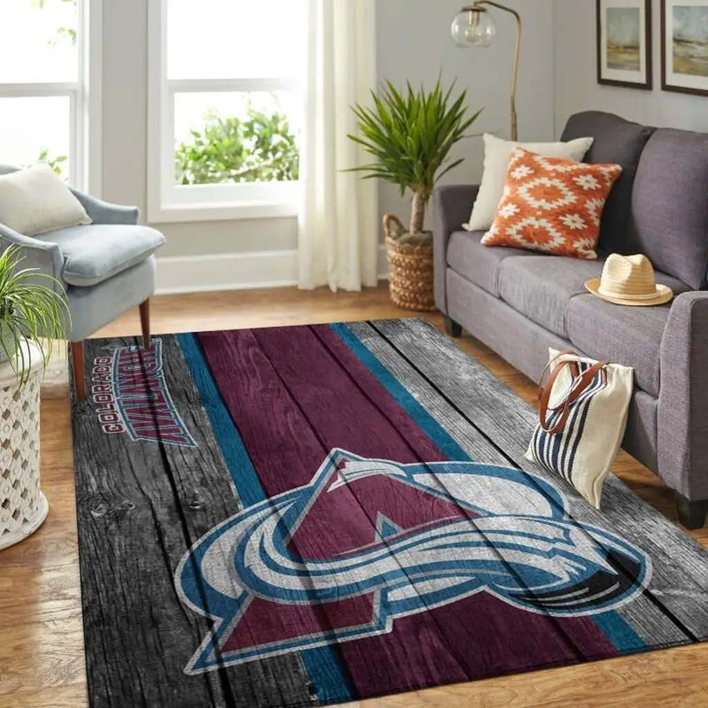 Colorado Avalanche Rug - Striped for Living Room Decor Burgundy and Gray