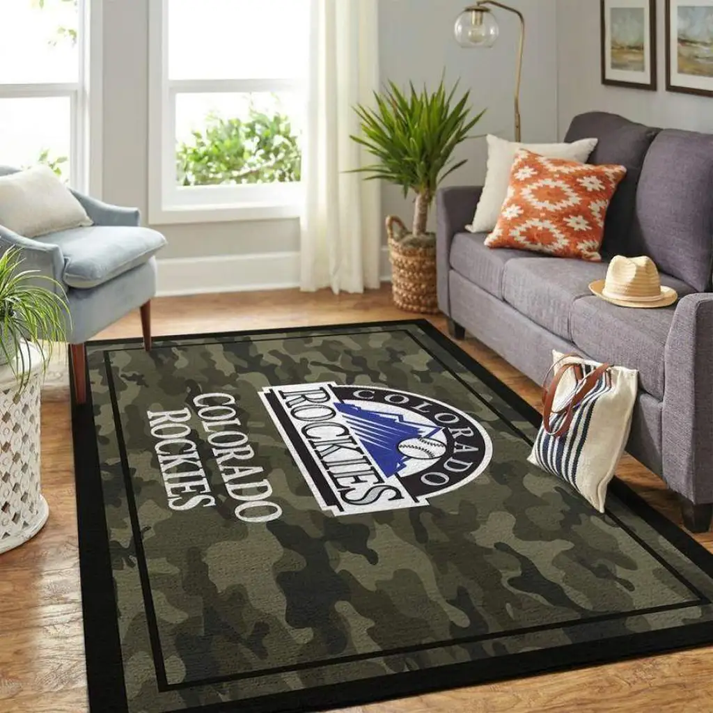 Colorado Rockies Rug - Camouflage Area for Home Decor Black and Green