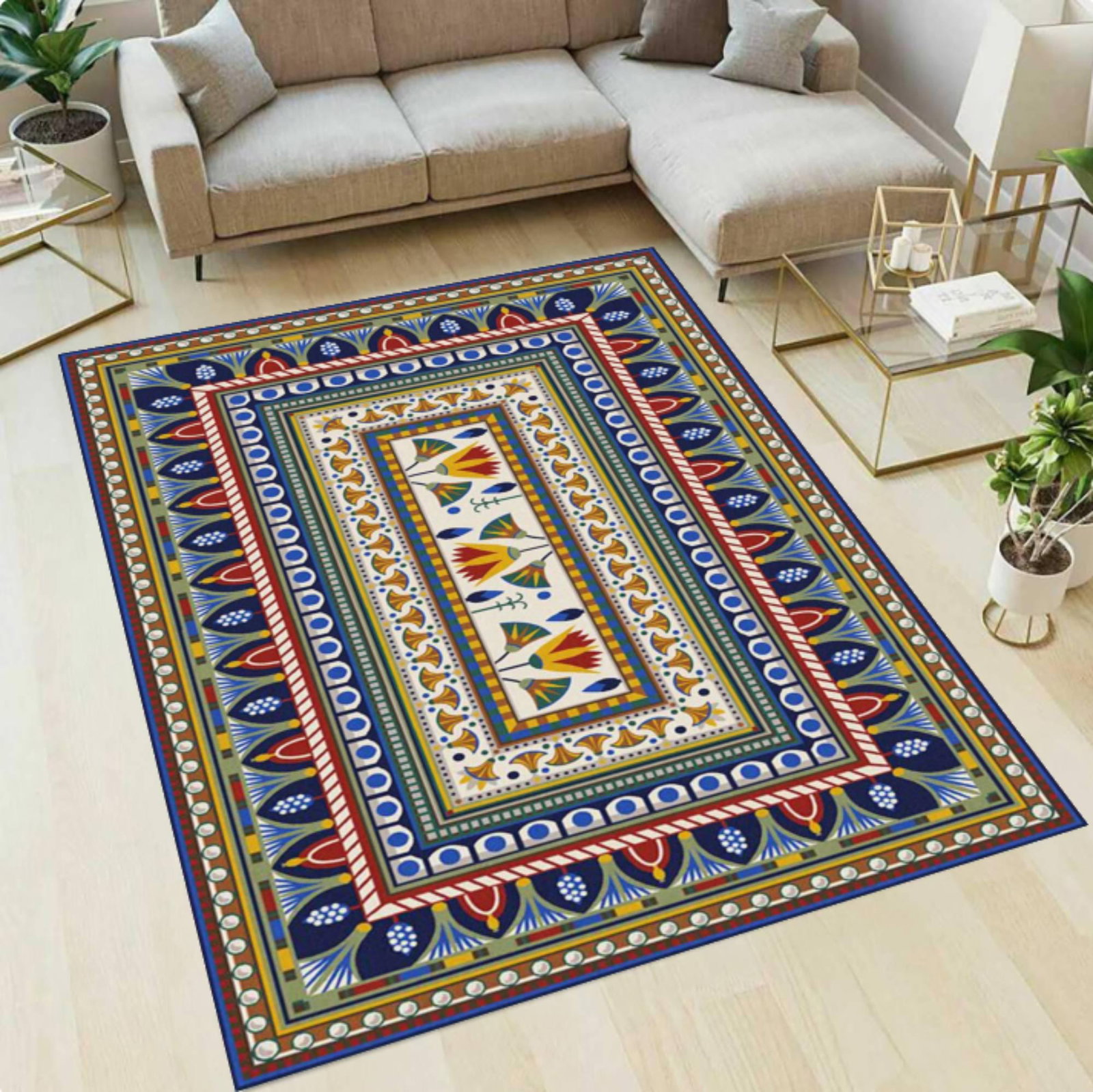 Colorful Boho Area Rug, Tribal Vintage StyleTVC1708393