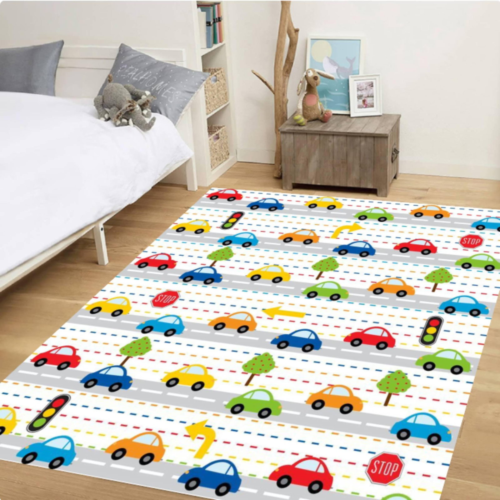 Colorful Cars and Road Illustration RugTVC1708392