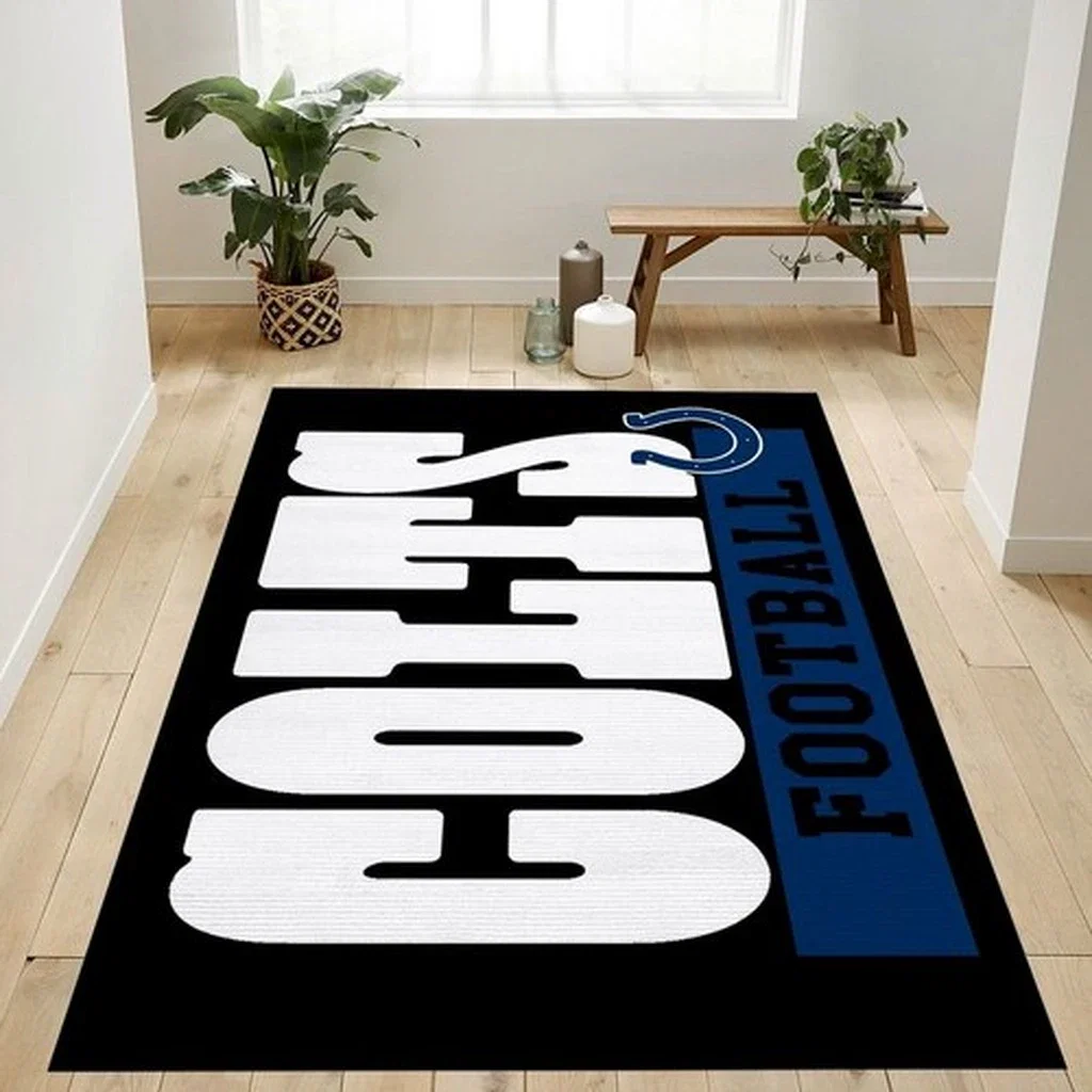 Colts Football Rug Perfect for Sports Fans Bedroom Black and Green