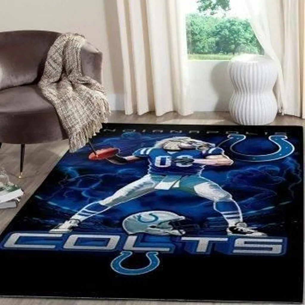 Colts Rug for Living Room Floor Decor Beige and Black