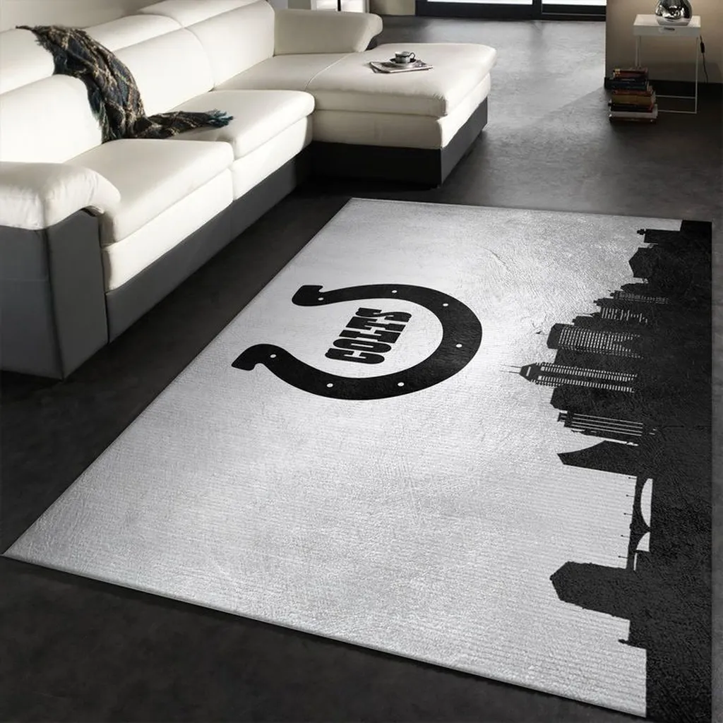 Colts Rug Perfect for Modern Living Room Decor Blue and Yellow