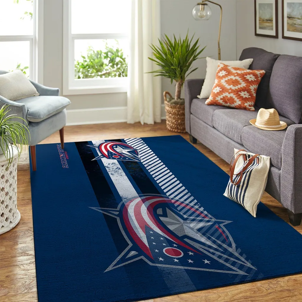 Columbus Jackets Rug - Durable Floor for Fans Blue and Red