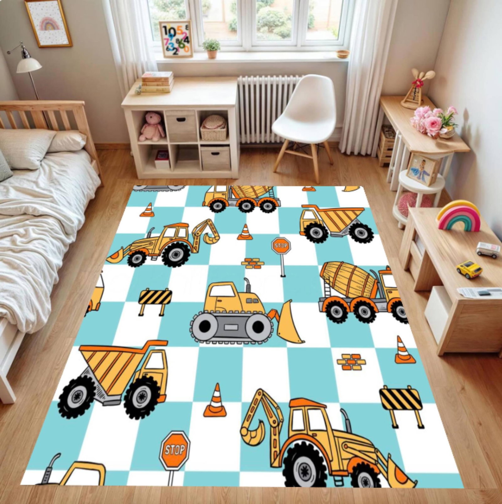 Construction Vehicles Play Mat - Kids Room RugsTVC1708389