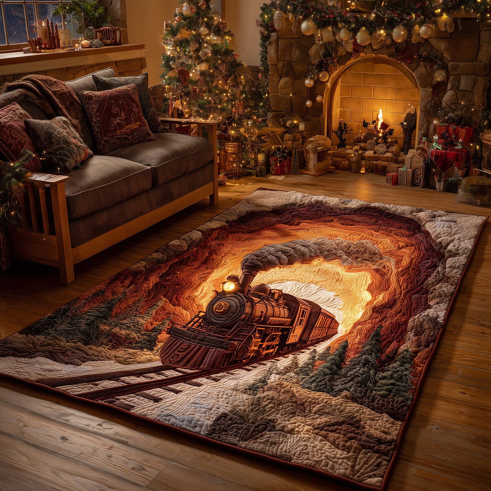Copper Ember Express Area Rug - Non-Slip Washable 3D Print Rug for Living Room & BedroomTVC2108164