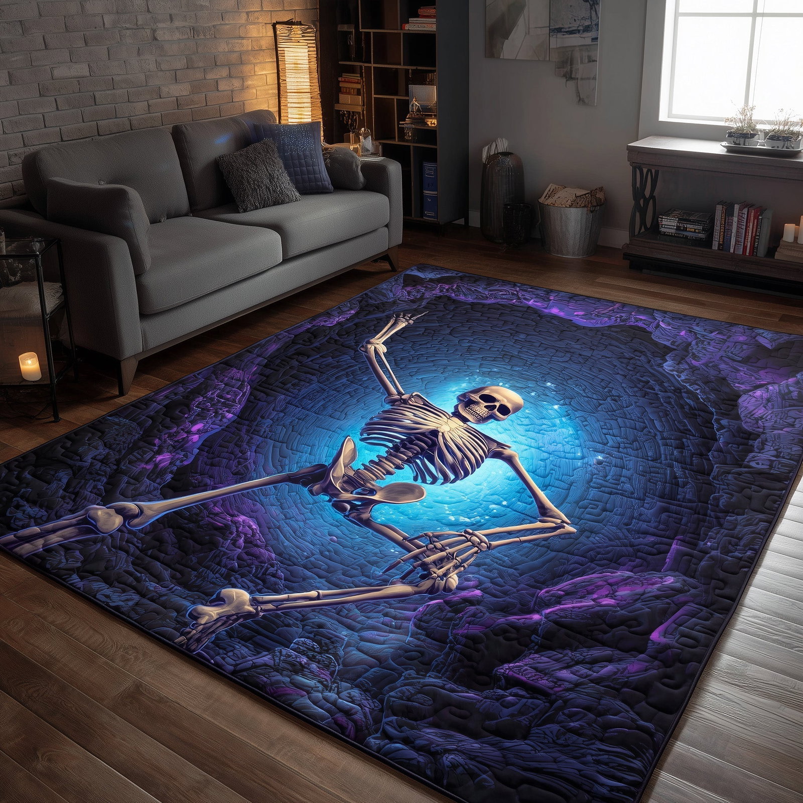 Cosmic Skeleton Halloween Area Rug - Non-Slip Washable 3D Print Rug for Living Room & BedroomTVC2108151
