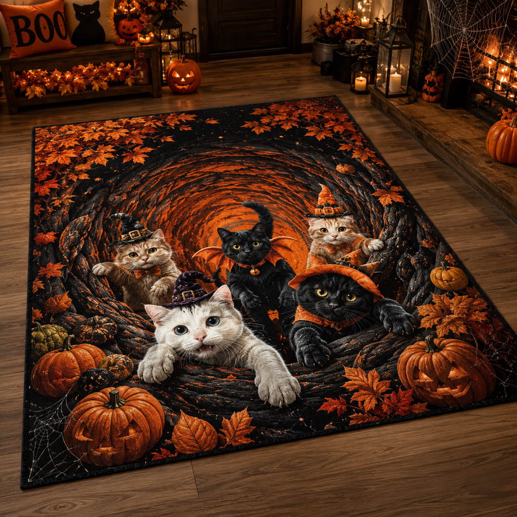 Coven Cat Gathering Area Rug - Non-Slip Washable 3D Print Rug for Living Room & BedroomTVC210853