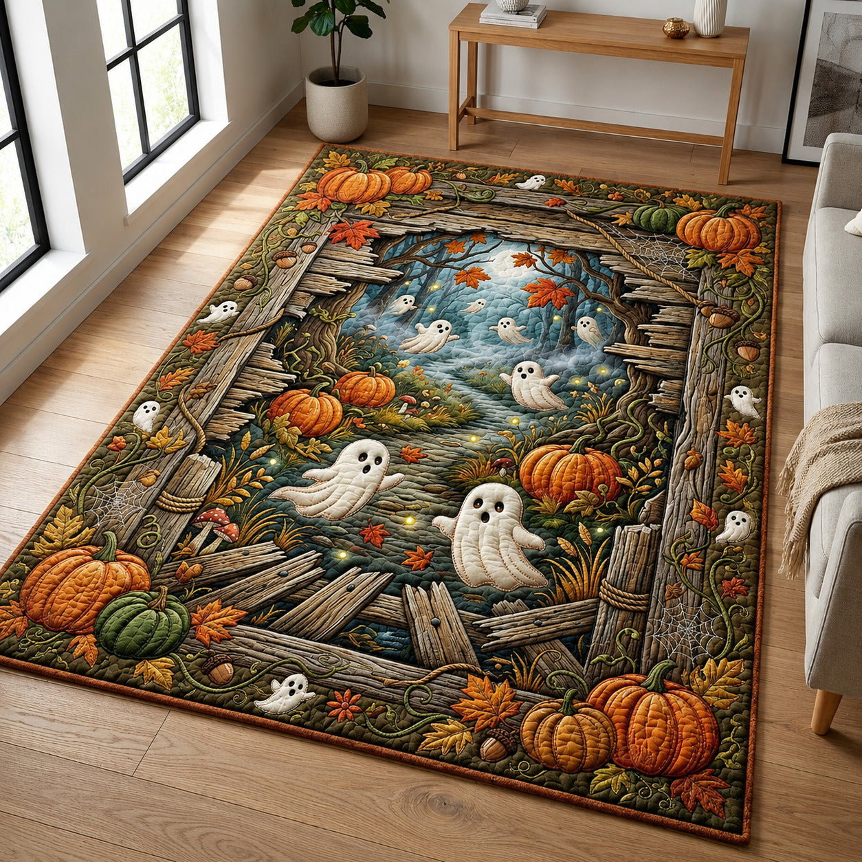 Cozy Autumn Area Rug - Non-Slip Washable 3D Print Rug for Living Room & BedroomTVC2108151