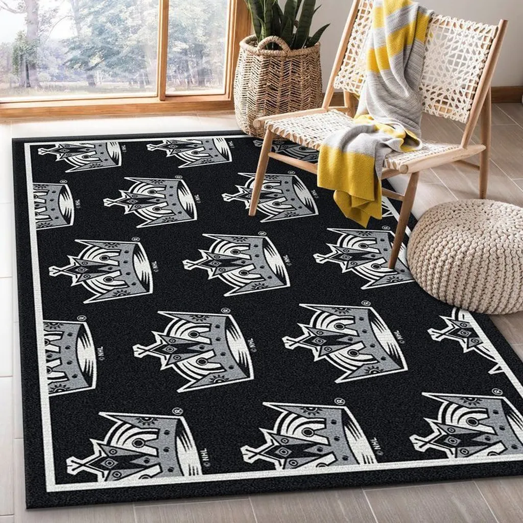 Crown Pattern Rug Modern Stylish Area Carpet for Home Black and Gray