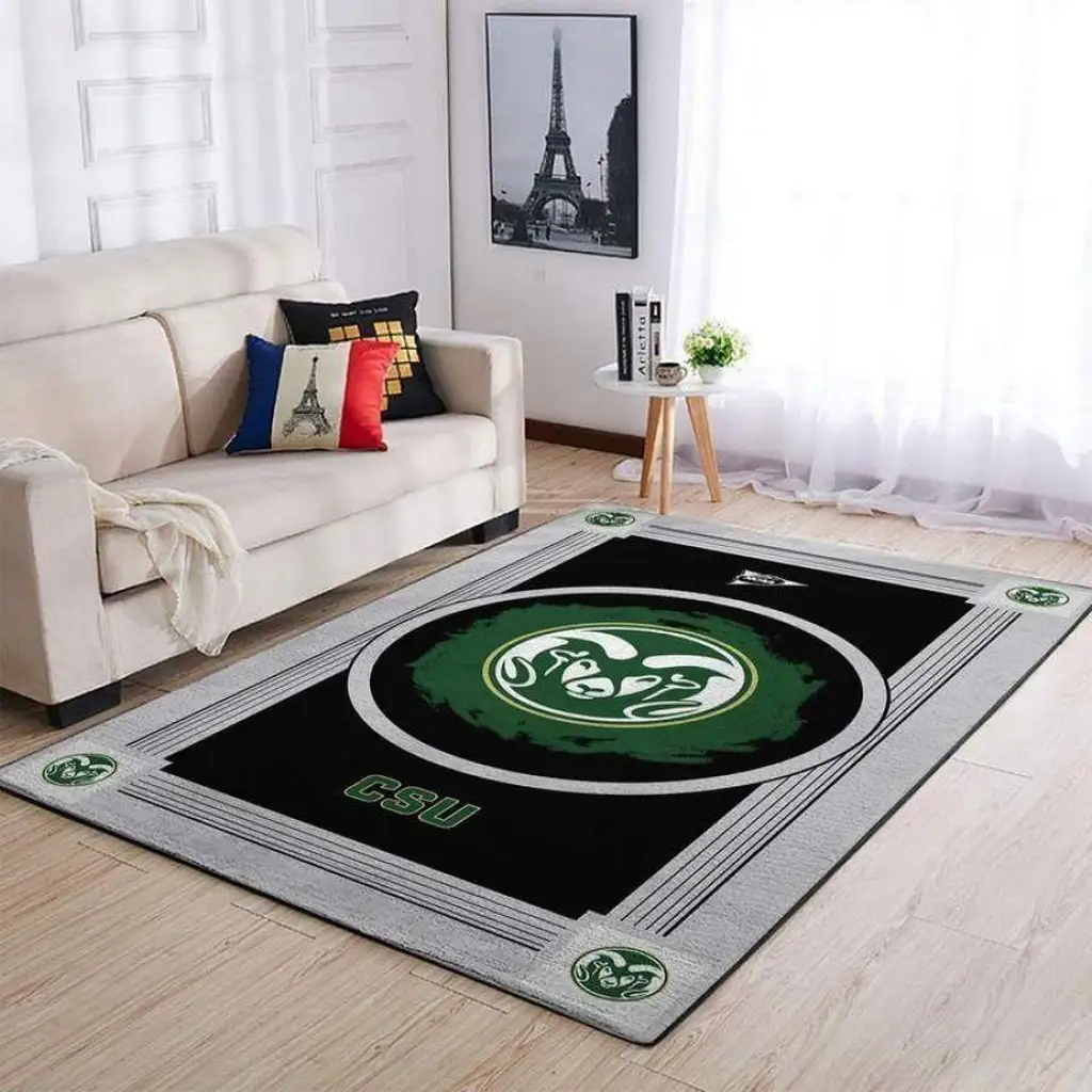 CSU Decorative Rug for Living Room Floor Decor Black and Green