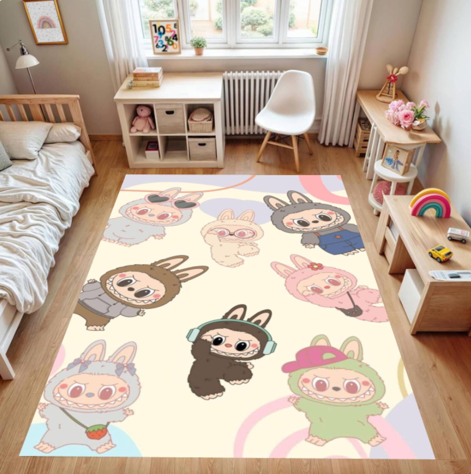 Cute Bunny Pastel Kids Room RugTVC1708364