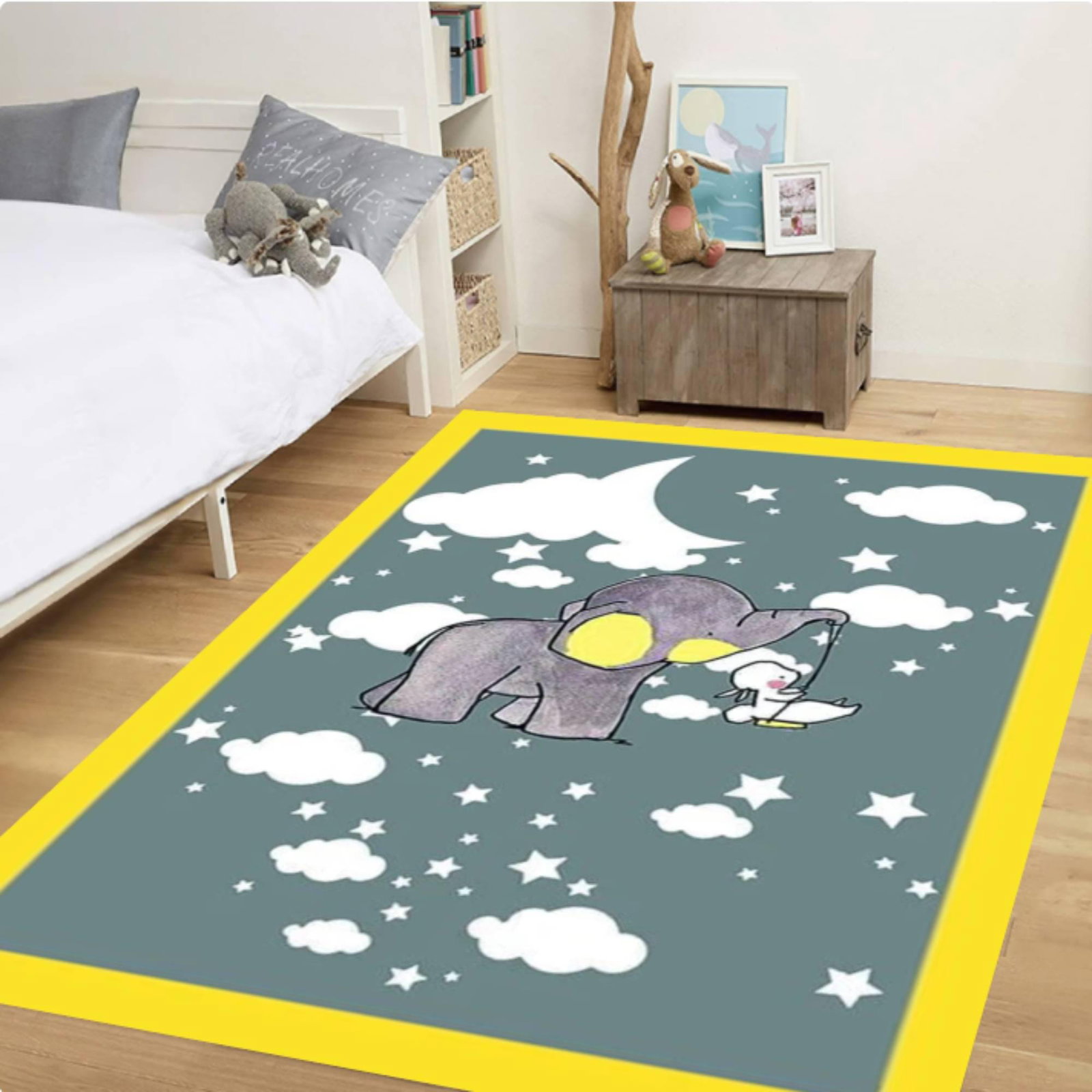 Cute Elephant with Moon Stars RugTVC1708387