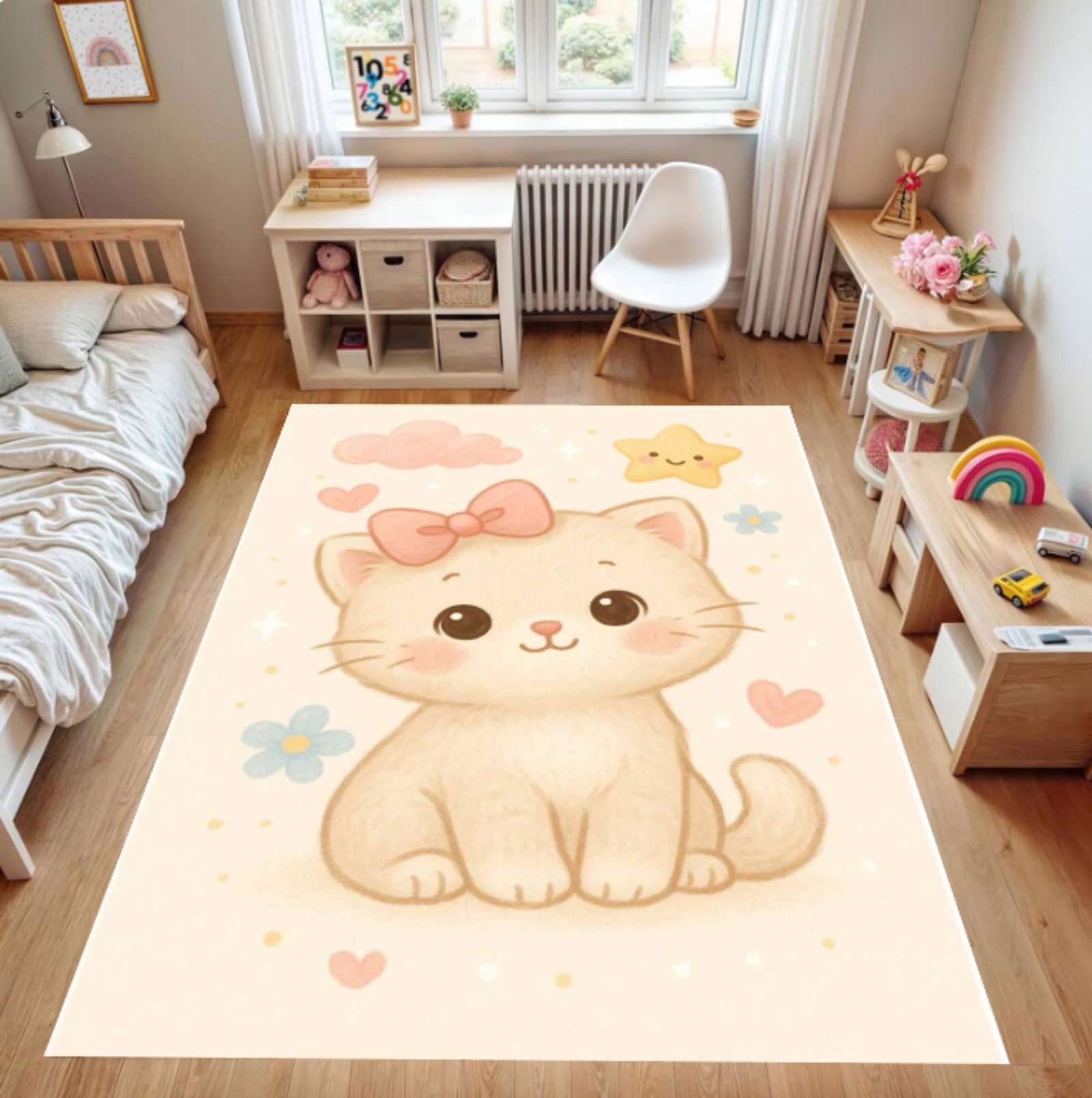 Cute Pastel Kitten Mat - Kids Room RugsTVC1708388